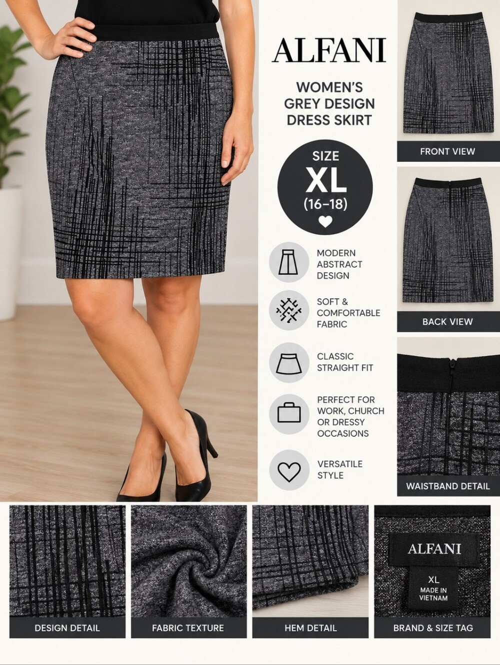 Alfani Women's XL grey design dress skirt #36